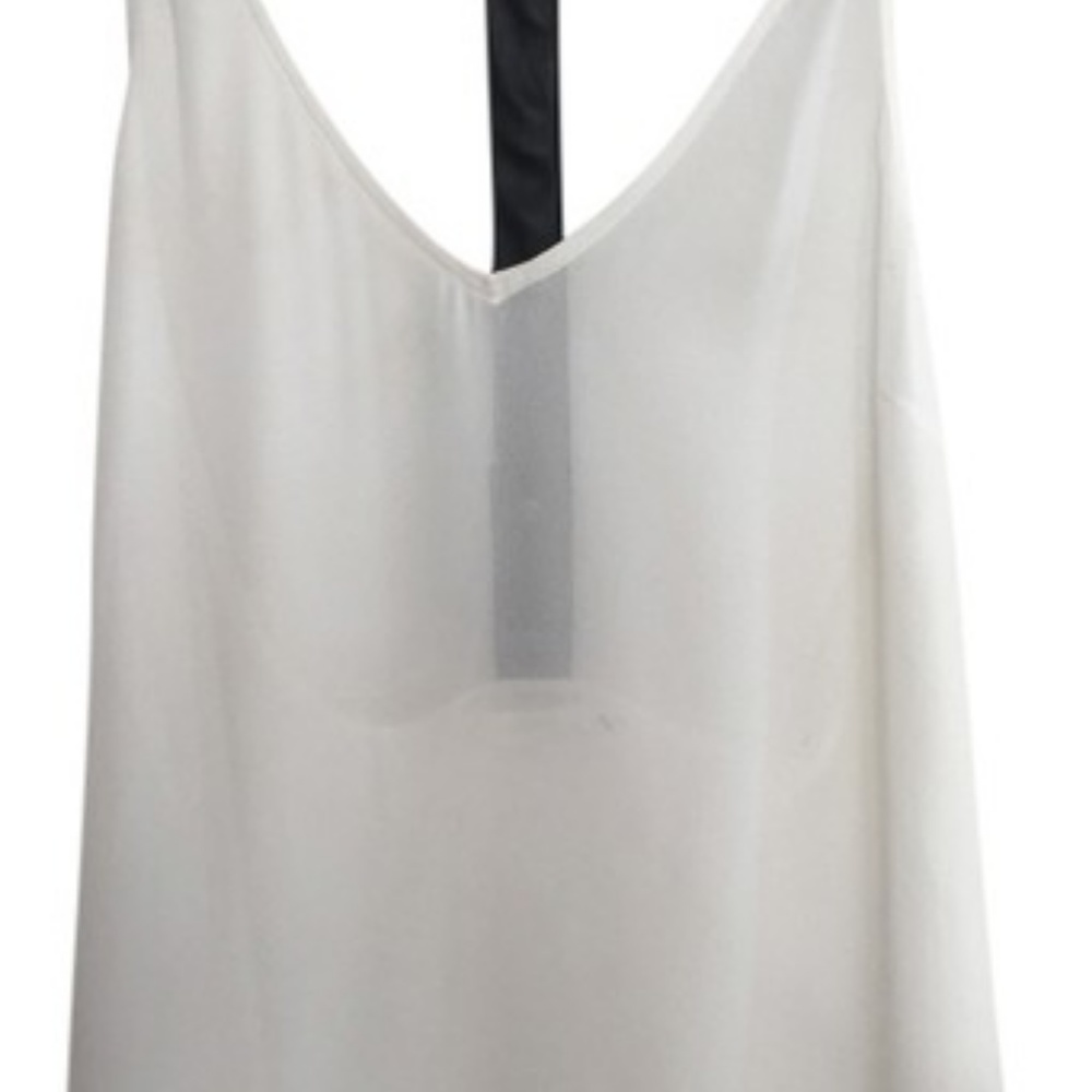 White Millau Tank with Faux Leather Black Straps